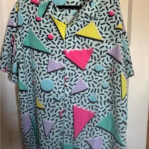 W@W LoUd Geometric Patterned Men's Shirt - Multicolor 80s